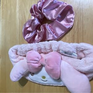 Sanrio Pink My Melody Plush Headband and Satin Scrunchie NWOT